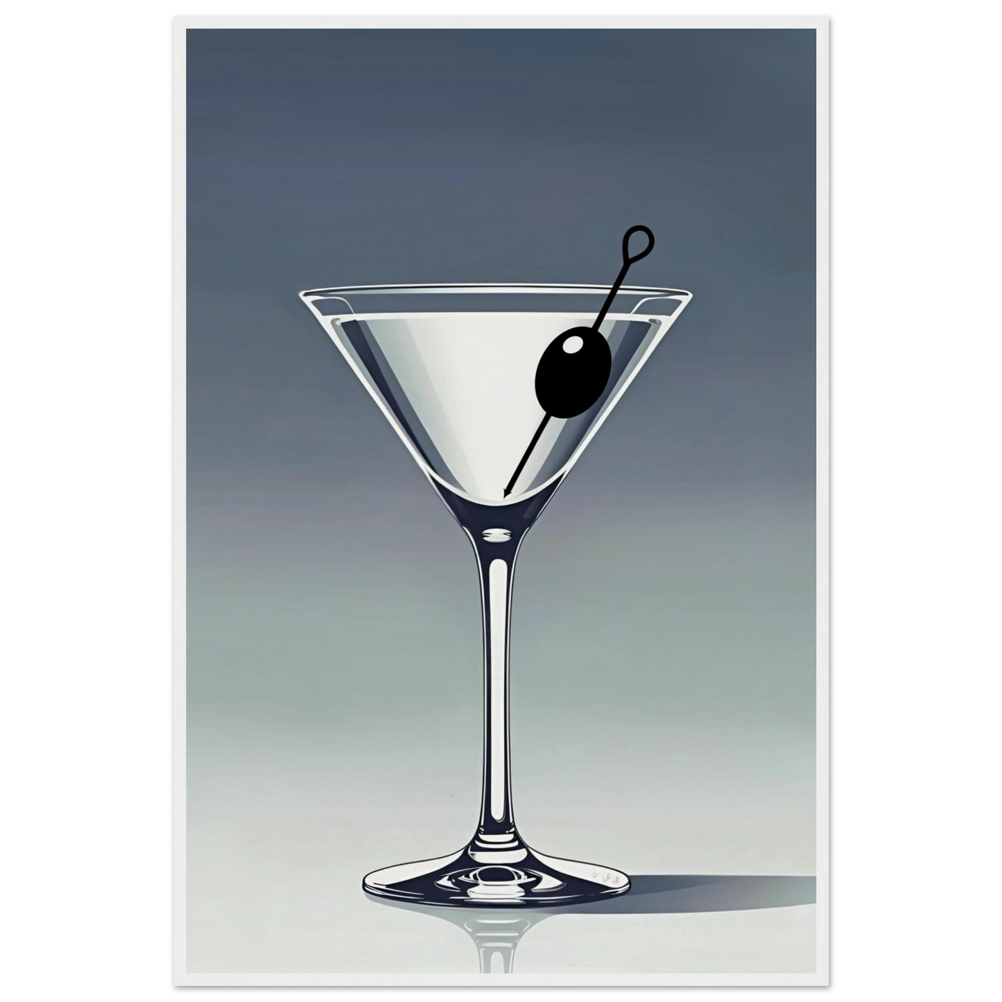 Retro Martini Cocktail Bar Art Print 60x90 cm 24x36″ Museum-Quality Matte Paper Wooden Framed Poster White Wood Frame