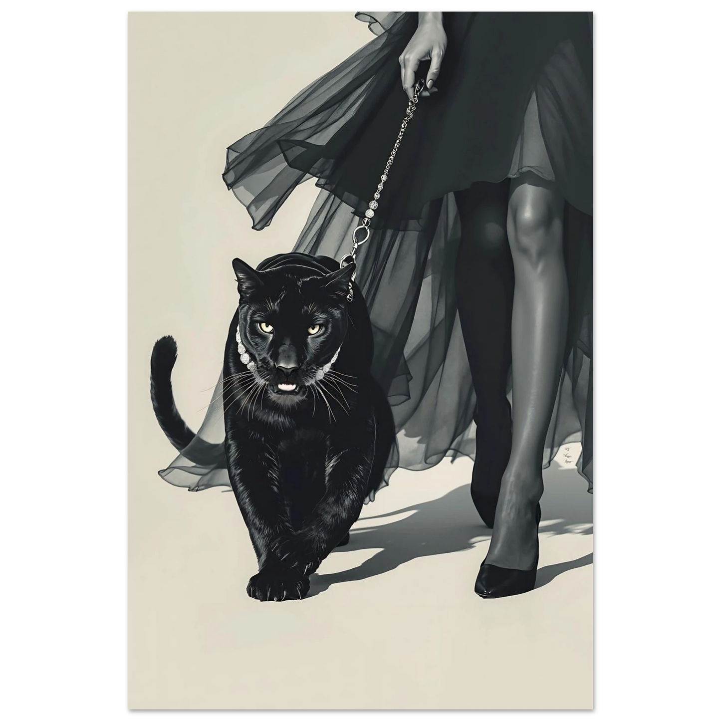 Retro Fashion Model Panther Art Print No Frame 60x90 cm 24x36″ Classic Matte Paper Poster