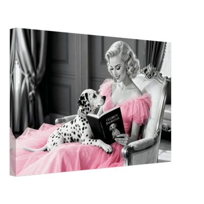 Hollywood Starlet Dalmatian Puppy Art Print 40x60 cm 16x24″ Gallery Wrapped Canvas - 1.5" Mirrored Sides