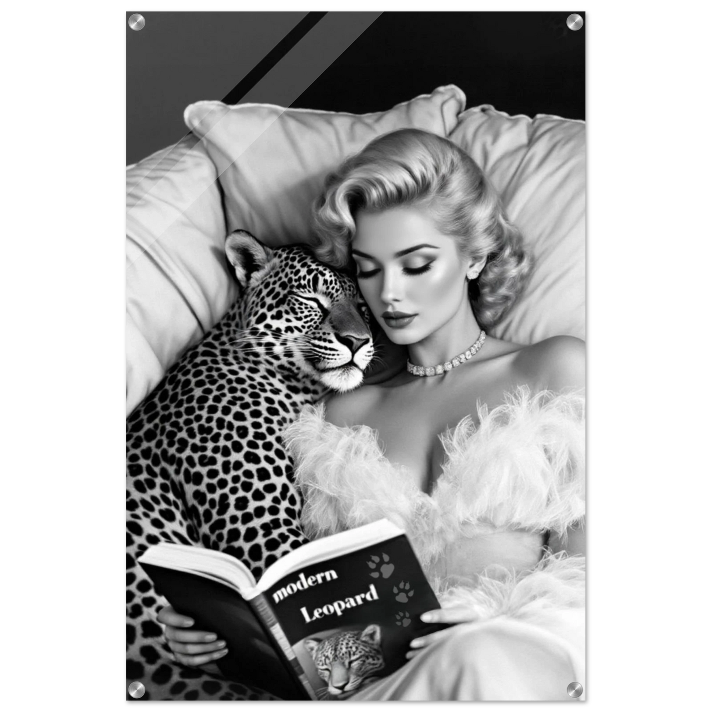 Hollywood Starlet Leopard Cat Art Print 60x90 cm 24x36″ Sleek Acrylic Print No Frame