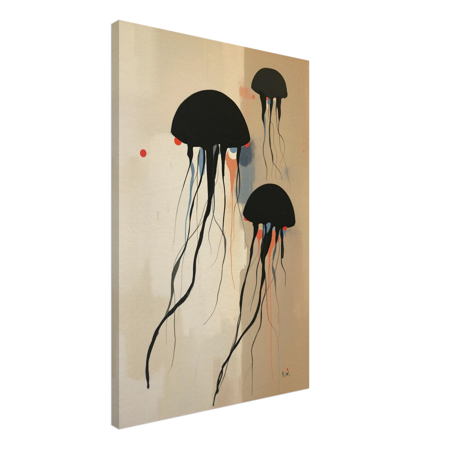 Minimalist Abstract Floating Jellyfish Art Print No Frame 60x90 cm 24x36″ Gallery Wrapped Canvas
