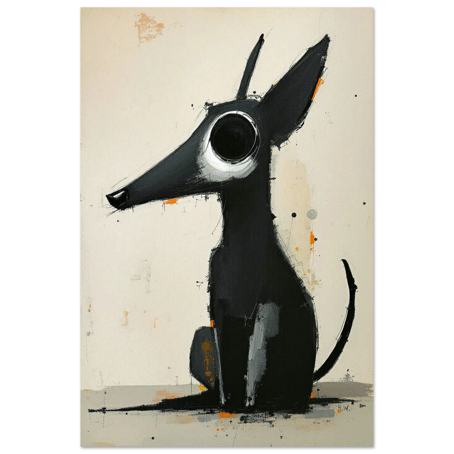Big Eyed Abstract Dog Fine Art Print No Frame 30x45 cm 12x18″ Classic Matte Paper Poster