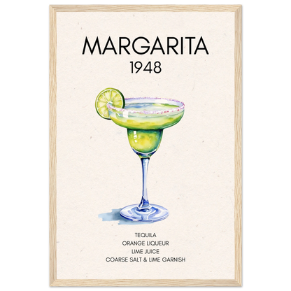 Margarita Cocktail Bar Art Print Light Wood Frame 30x45 cm 12x18″ Classic Matte Paper Wooden Framed Poster