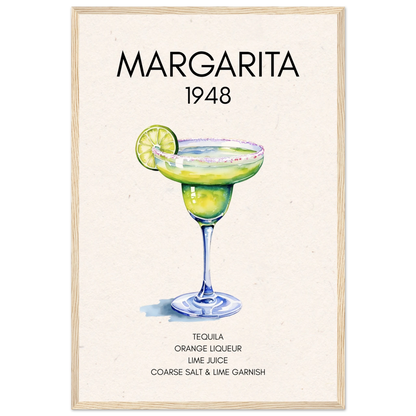 Margarita Cocktail Bar Art Print Light Wood Frame 40x60 cm 16x24″ Premium Matte Paper Wooden Framed Poster