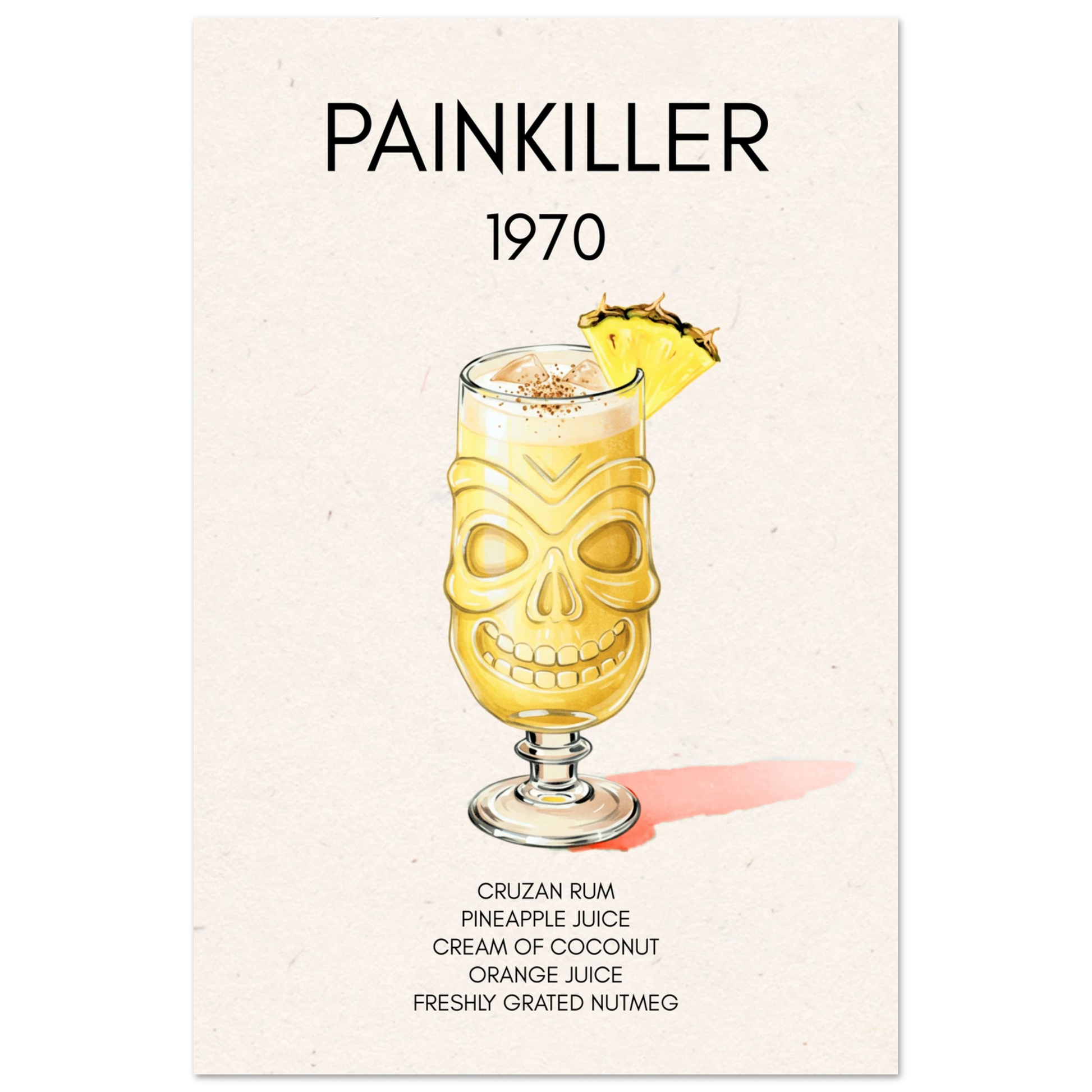 Painkiller Cocktail Bar Art Tiki Print No Frame 30x45 cm 12x18″ Premium Matte Paper Poster