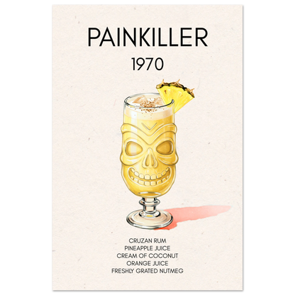 Painkiller Cocktail Bar Art Tiki Print No Frame 30x45 cm 12x18″ Premium Matte Paper Poster
