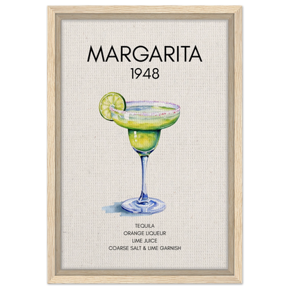 Margarita Cocktail Bar Art Print Light Wood Frame 30x45 cm 12x18″ Framed Canvas