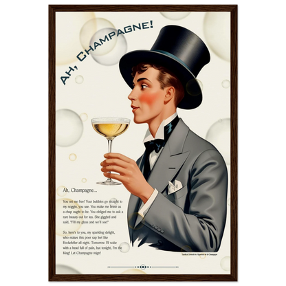 Art Deco Champagne Funny Poem Art Print 60x90 cm 24x36″ Canvas -