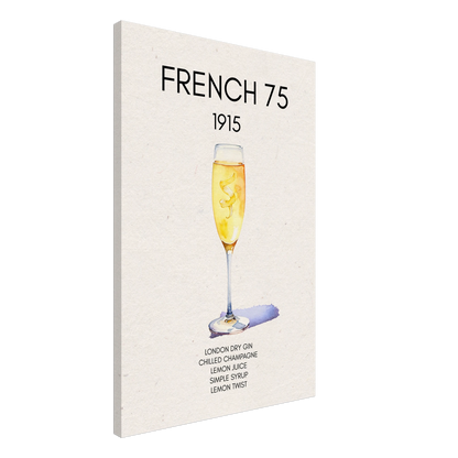 French 75 Cocktail Art Print No Frame 60x90 cm 24x36″ Gallery Wrapped Canvas