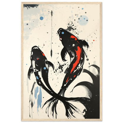 Modern Koi Fish Ocean Art Print 40x60 cm 16x24″ Premium Matte Framed Poster Light Wood Frame