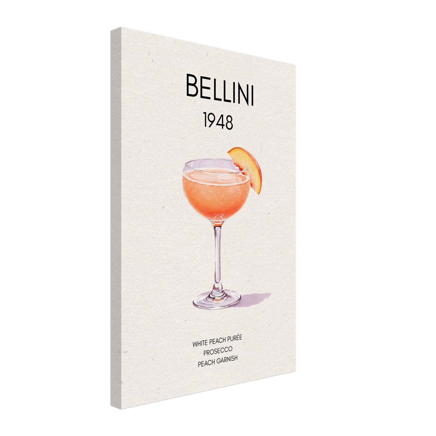 Italian Bellini Cocktail Bar Poster Print 40x60 cm 16x24″ Gallery Wrapped Canvas No Frame