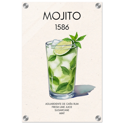 Mojito Cocktail Bar Art Print No Frame 30x45 cm 12x18″ Sleek Acrylic Print