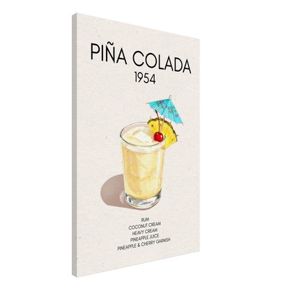 Pina Colada Cocktail Bar Poster Print Black Wood Frame 30x45 cm 12x18″ Framed Canvas