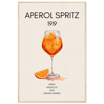 Aperol Spritz Cocktail Bar Poster Print Light Wood Frame 60x90 cm 24x36″ Museum-Quality Matte Paper Wooden Framed Poster