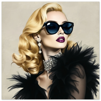 Blonde Bombshell Fashion Model Art Print 70x70 cm 28x28″ Classic Matte Paper Poster