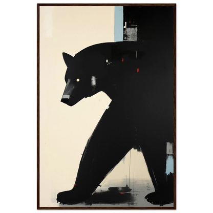 Minimalist Abstract Black Bear Art Poster Print Dark Brown Wood Frame 60x90 cm 24x36″ Premium Matte Wooden Framed Poster