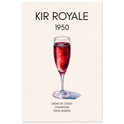 Kir Royale Champagne Cocktail Bar Art Print No Frame 60x90 cm 24x36″ Premium Matte Paper Poster