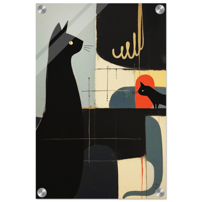 Abstract Cat & Kitten Modern Art Print No Frame 30x45 cm 12x18″ Sleek Acrylic Print