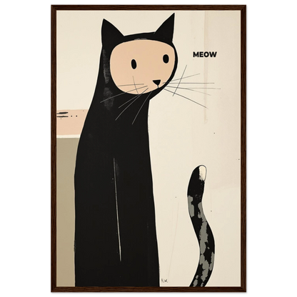 Quirky Modern Cat Art Poster Print 40x60 cm 16x24″ Premium Semi-Glossy Paper Wooden Framed Poster Dark Brown Wood Frame