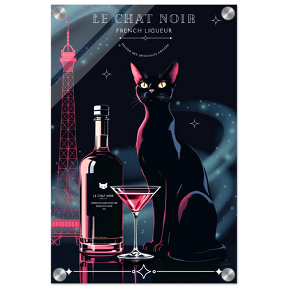 Art Deco Le Chat Noir French Black Cat Art Print 30x45 cm 12x18″ Sleek Acrylic Print No Frame