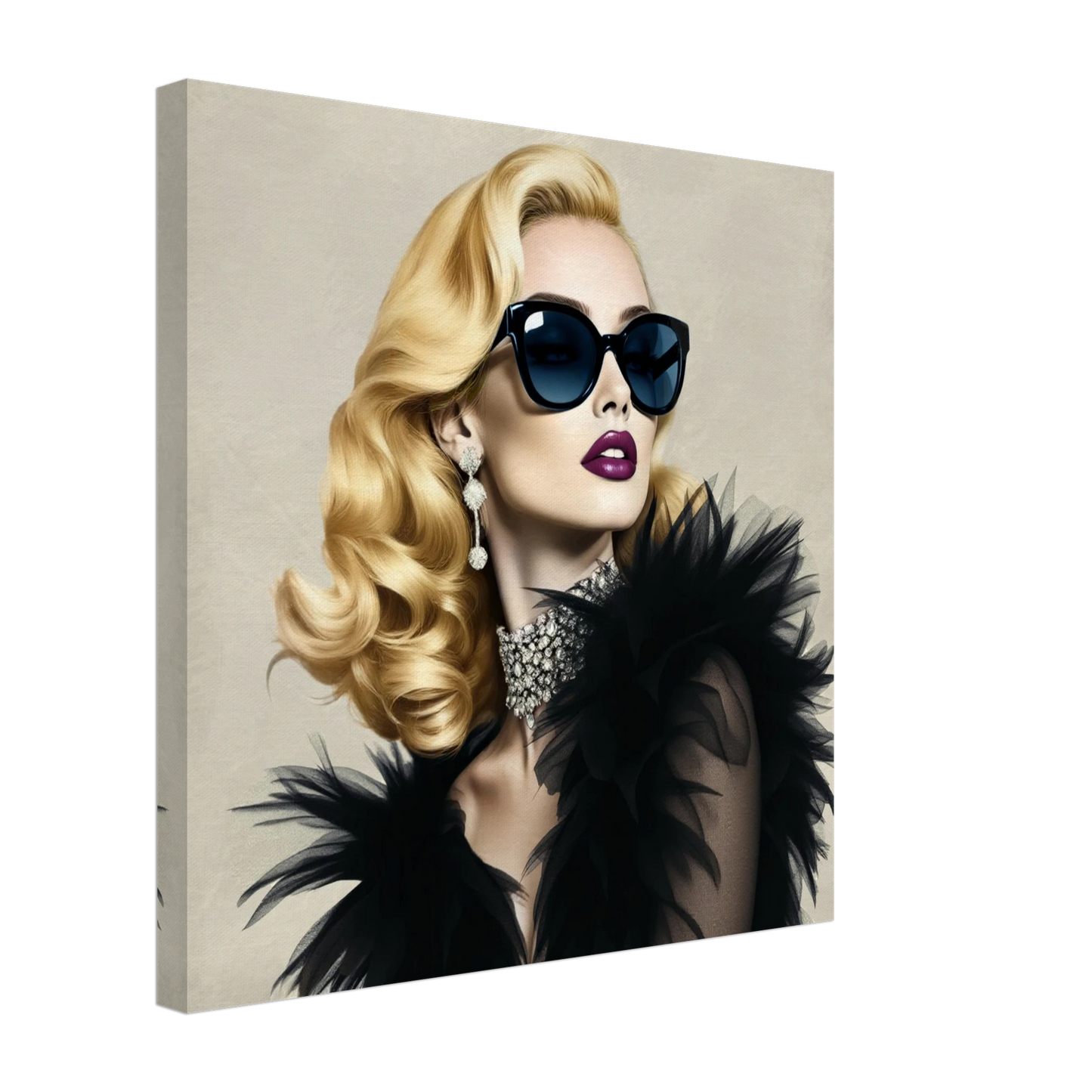 Blonde Bombshell Fashion Model Art Print 50x50 cm 20x20″ Gallery Wrapped Canvas