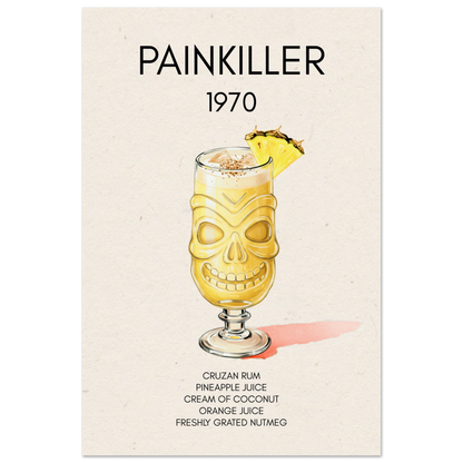 Painkiller Cocktail Bar Art Tiki Print No Frame 60x90 cm 24x36″ Museum-Quality Matte Paper Poster