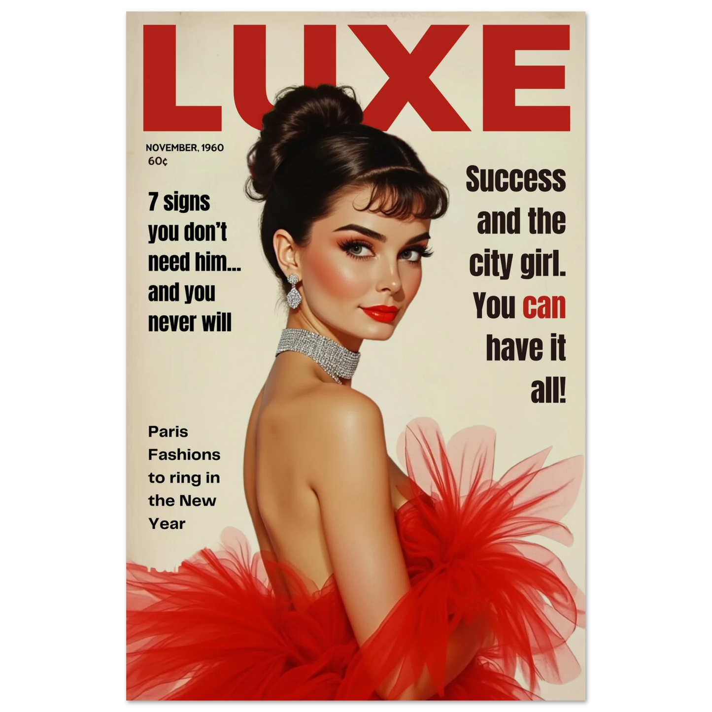 Audrey Hepburn Vintage Fashion Art Print No Frame 30x45 cm 12x18″ Premium Matte Paper Poster