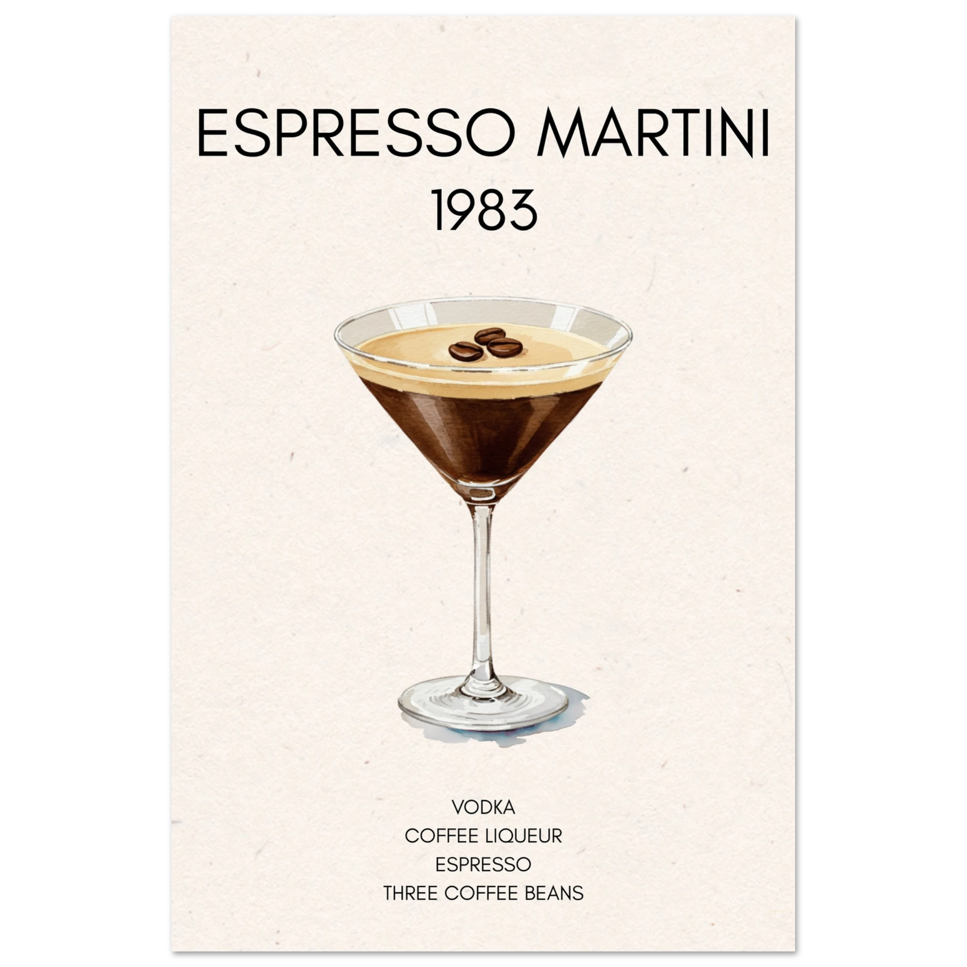 Espresso Martini Cocktail Bar Poster Print No Frame 30x45 cm 12x18″ Classic Matte Paper Poster