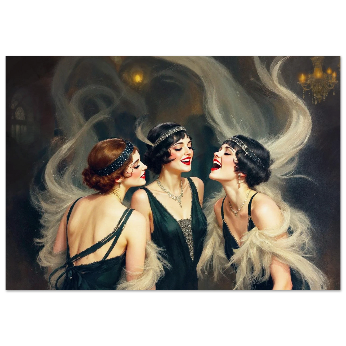 Flapper Girls Speakeasy Gatsby Art Print No Frame 70x100 cm 28x40″ Museum-Quality Matte Paper Poster