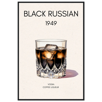 Black Russian Cocktail Bar Art Print Black Wood Frame 60x90 cm 24x36″ Classic Matte Paper Wooden Framed Poster