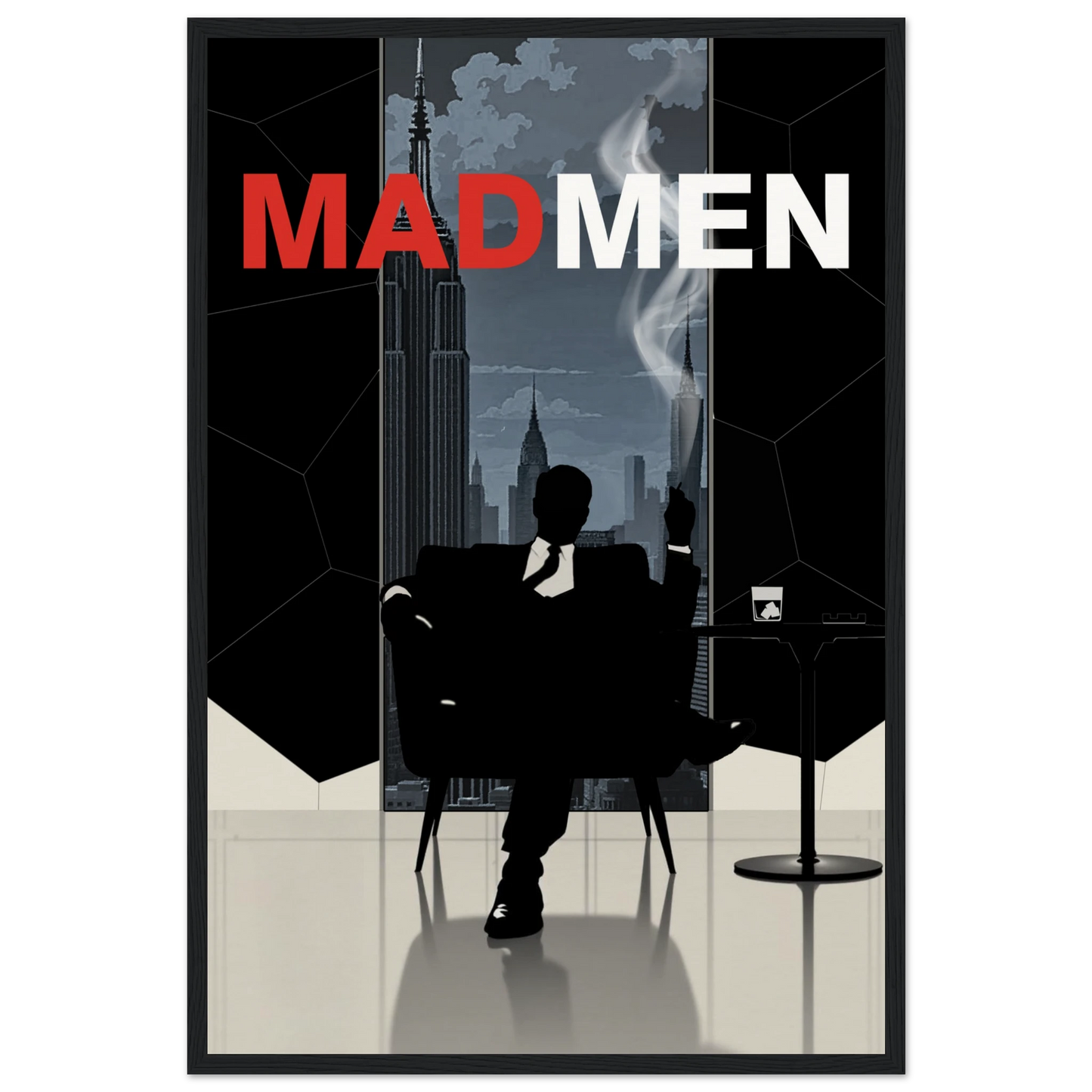 Mad Men Don Draper Retro Art Print Black Wood Frame 40x60 cm 16x24″ Museum-Quality Matte Framed Poster
