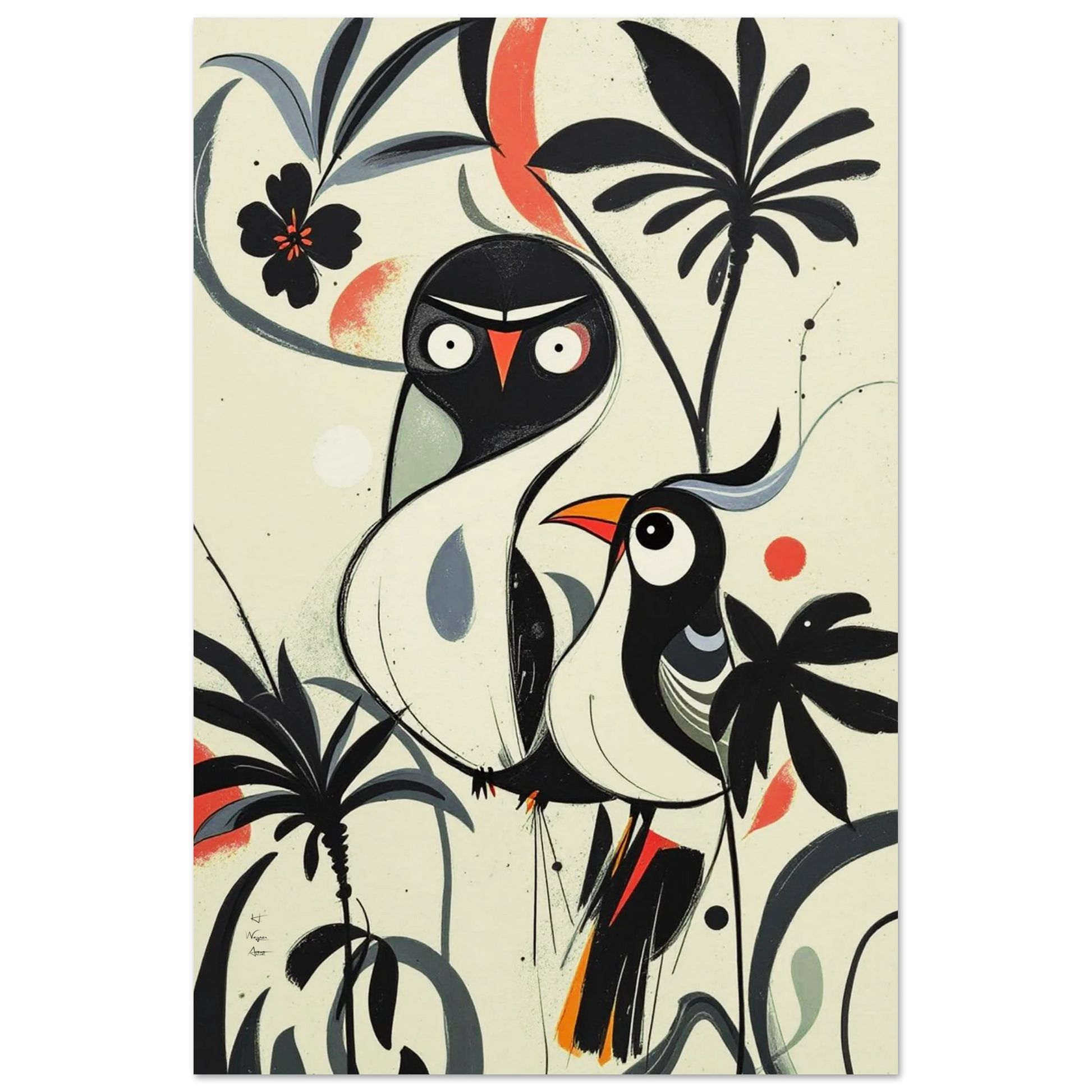Abstract Bird Modern Tropical Art Print No Frame 60x90 cm 24x36″ Museum-Quality Matte Paper Poster