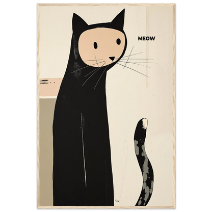 Quirky Modern Cat Art Poster Print 60x90 cm 24x36″ Premium Matte Paper Wooden Framed Poster Light Wood Frame