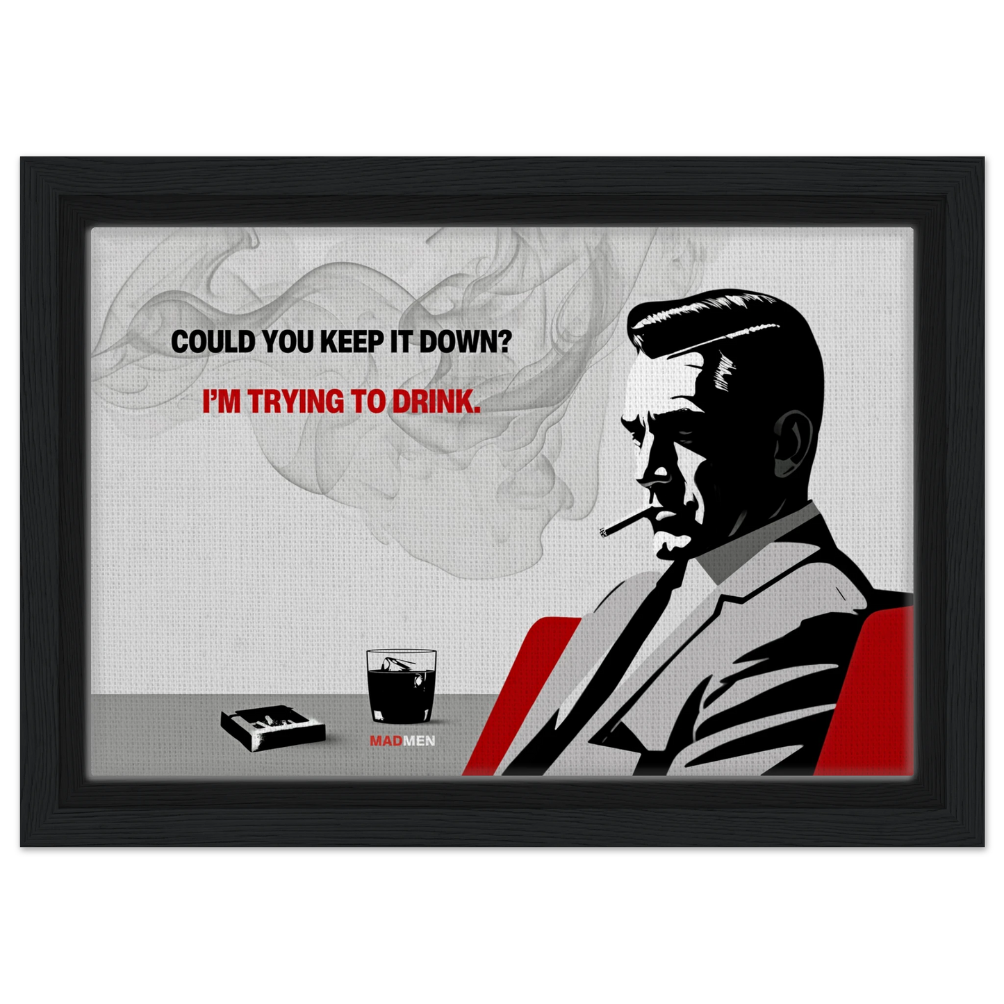Don Draper Funny Quote Bar Art Print Black Wood Frame 20x30 cm 8x12″ Framed Canvas