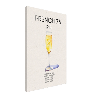 French 75 Cocktail Art Print No Frame 40x60 cm 16x24″ Gallery Wrapped Canvas