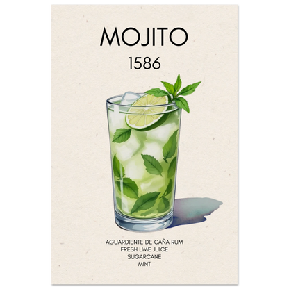 Mojito Cocktail Bar Art Print No Frame 40x60 cm 16x24″ Museum-Quality Matte Paper Poster
