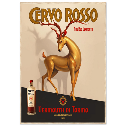 Art Deco Golden Deer Cocktail Bar Poster Print 70x100 cm 28x40″ Classic Matte Paper Wooden Framed Poster Light Wood Frame