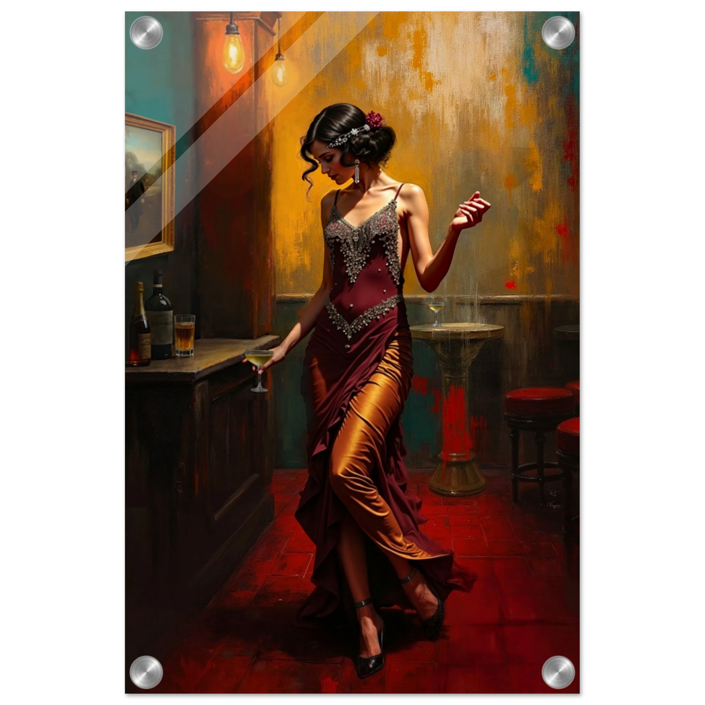 Speakeasy Flapper Art Prohibition Poster Print No Frame 30x45 cm 12x18″ Sleek Acrylic Print