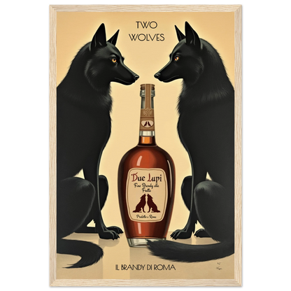 Two Wolves Italian Cocktail Bar Art Print 30x45 cm 12x18″ Museum-Quality Matte Paper Wooden Framed Poster Light Wood Frame