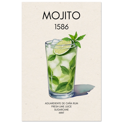 Mojito Cocktail Bar Art Print No Frame 30x45 cm 12x18″ Museum-Quality Matte Paper Poster