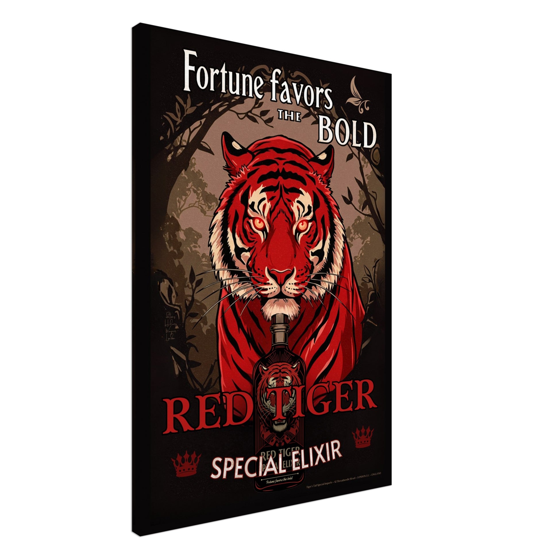Tiger Cocktail Bar Art Poster Print 70x100 cm 28x40″ Gallery Wrapped Canvas No Frame