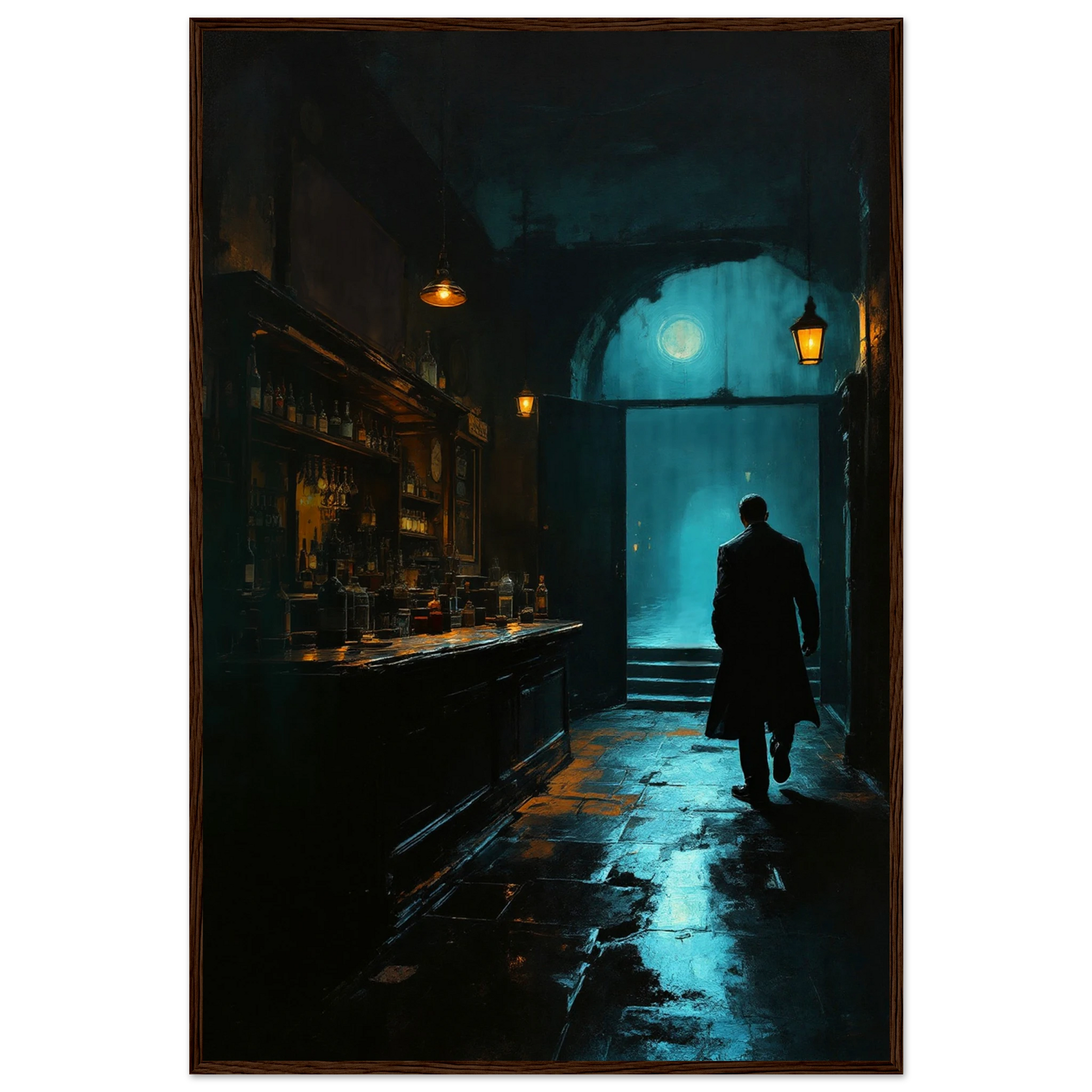 Speakeasy Prohibition Bootleg Bar Art Poster Print 60x90 cm 24x36″ Museum-Quality Matte Paper Wooden Framed Poster Dark Brown Wood Frame