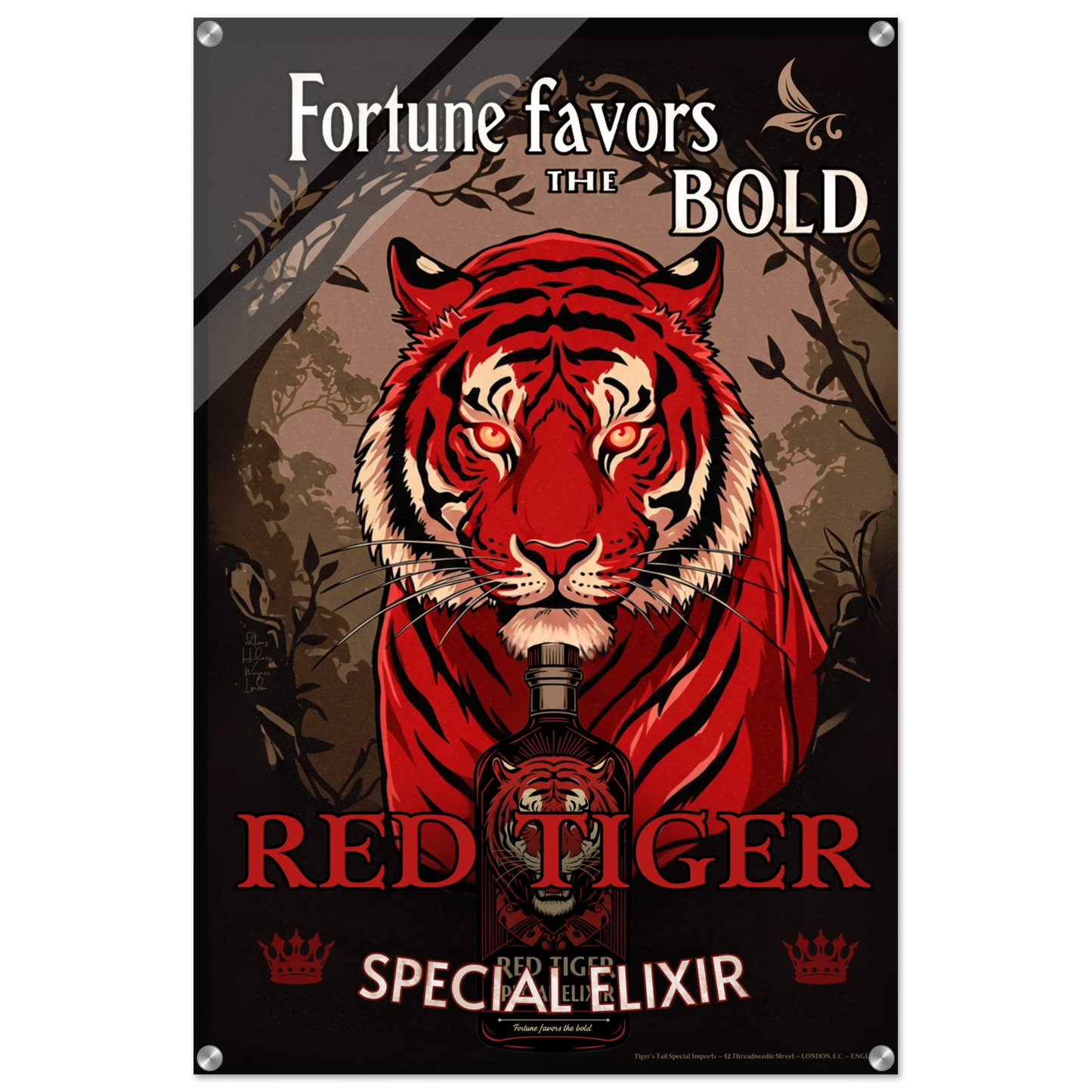 Tiger Cocktail Bar Art Poster Print 60x90 cm 24x36″ Sleek Acrylic Print No Frame