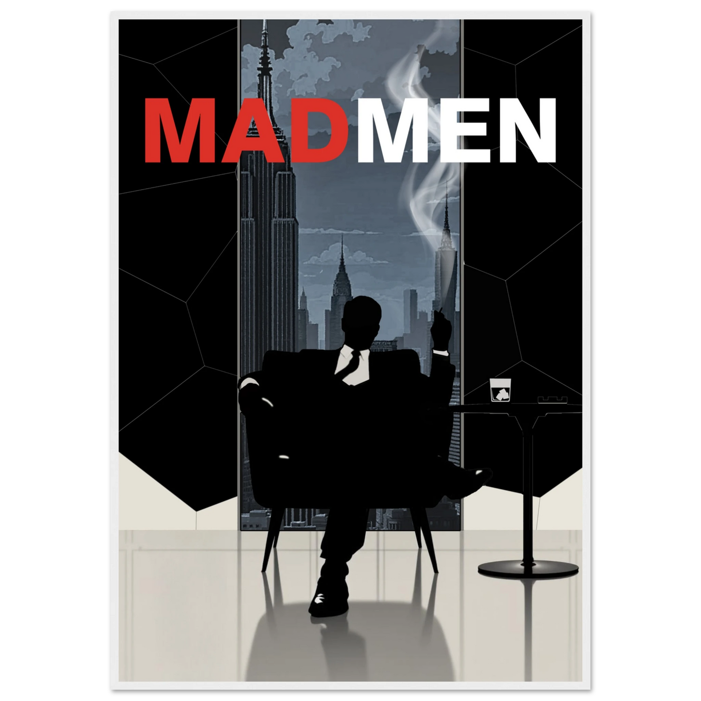 Mad Men Don Draper Retro Art Print White Wood Frame 70x100 cm 28x40″ Premium Matte Framed Poster