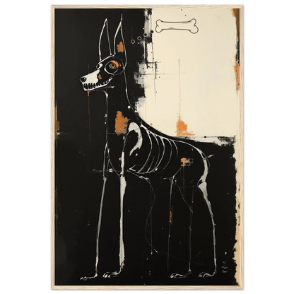 X-ray Skeleton Dog Abstract Art Poster Print 60x90 cm 24x36″ Premium Matte Paper Wooden Framed Poster Light Wood Frame