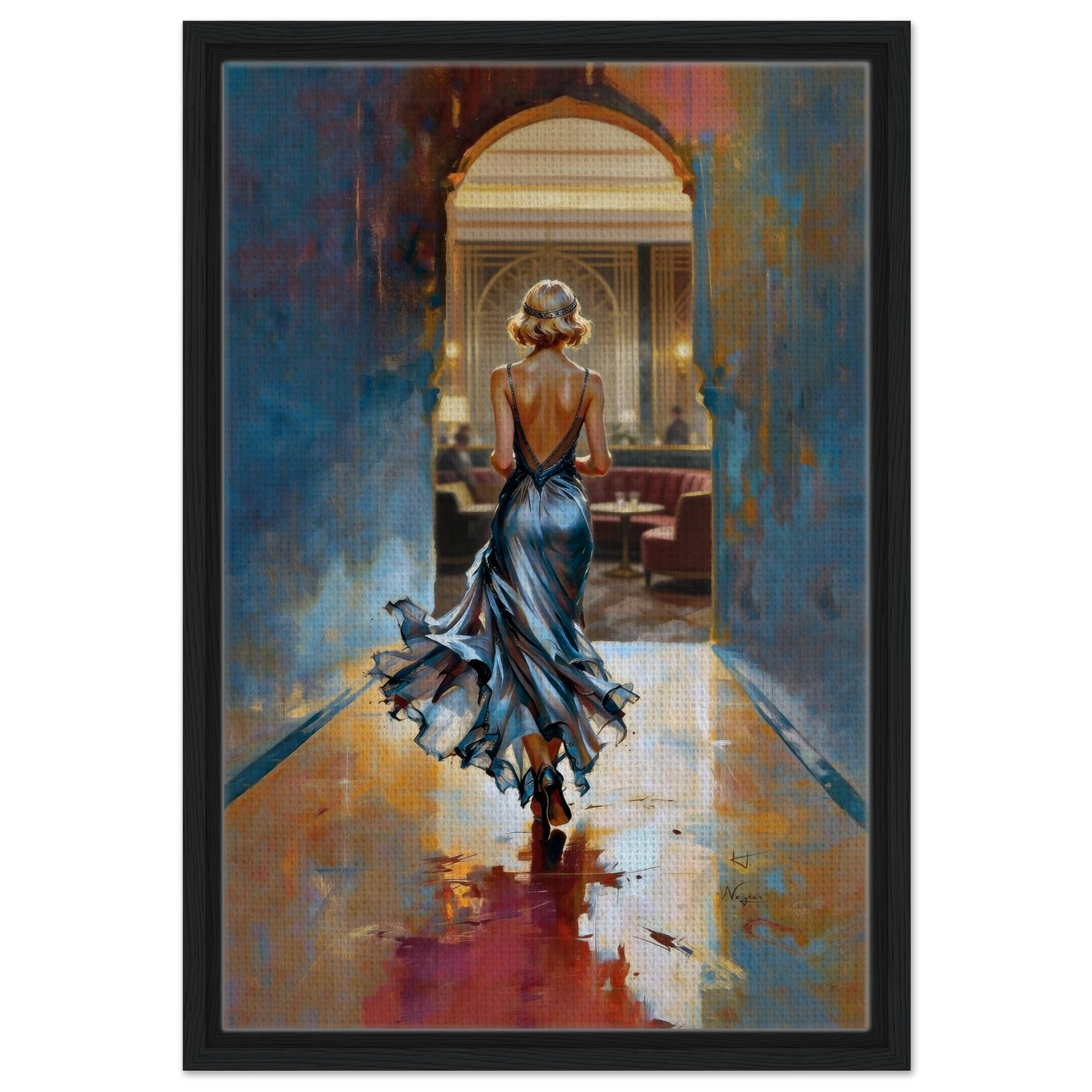 1920s Speakeasy Gatsby Flapper Art Deco Print 40x60 cm 16x24″ Premium Matte Framed Poster Dark Brown Wood Frame
