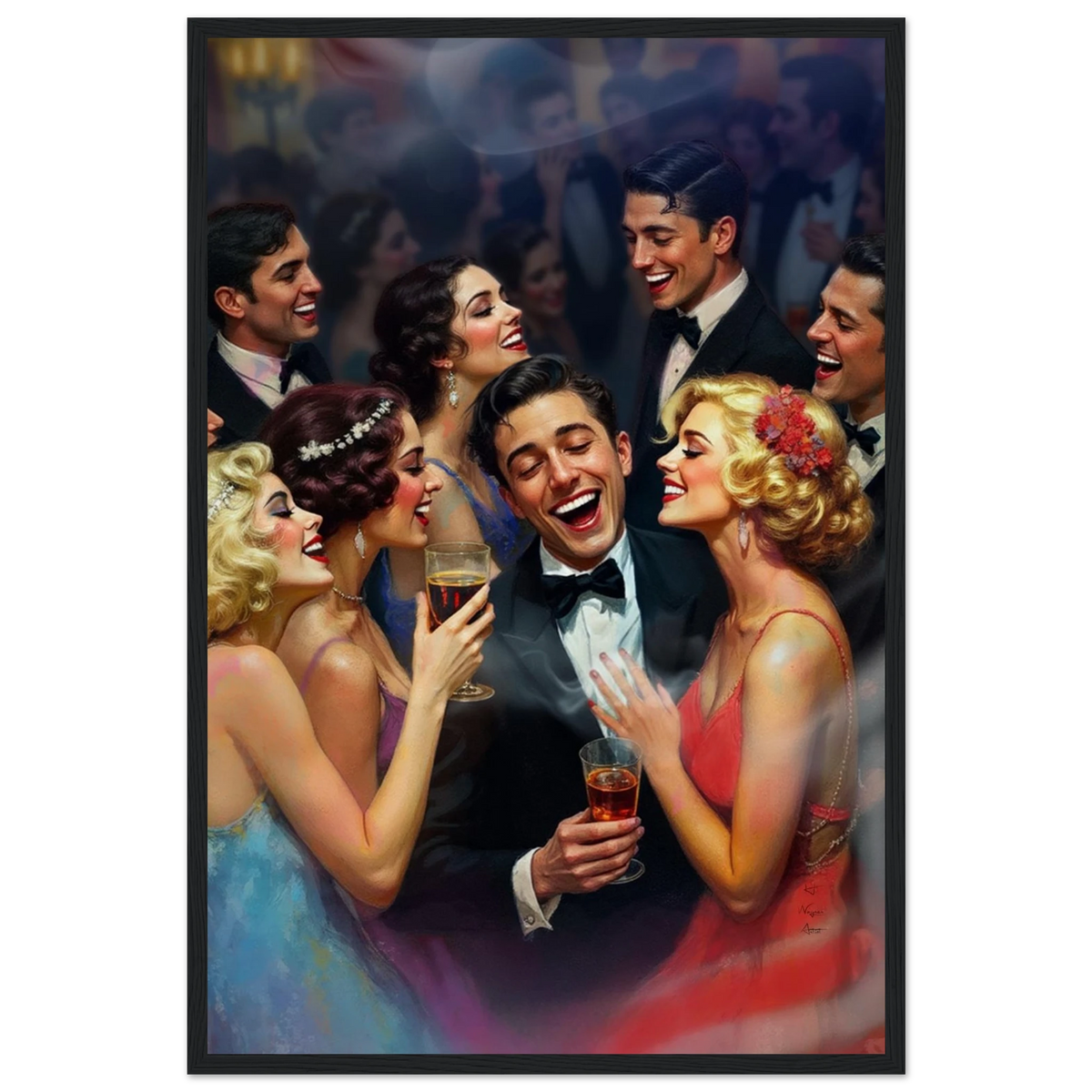 1920s Great Gatsby Speakeasy Party Art Print Black Wood Frame 40x60 cm 16x24″ Museum-Quality Matte Framed Poster