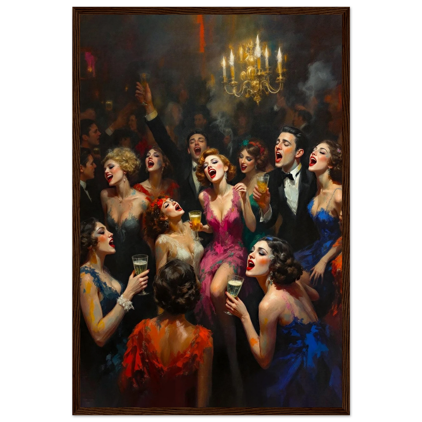 Gatsby Art Deco Speakeasy Art Print Dark Brown Wood Frame 40x60 cm 16x24″ Museum-Quality Matte Paper Wooden Framed Poster