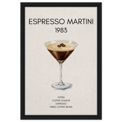 Espresso Martini Cocktail Bar Poster Print Black Wood Frame 40x60 cm 16x24″ Framed Canvas