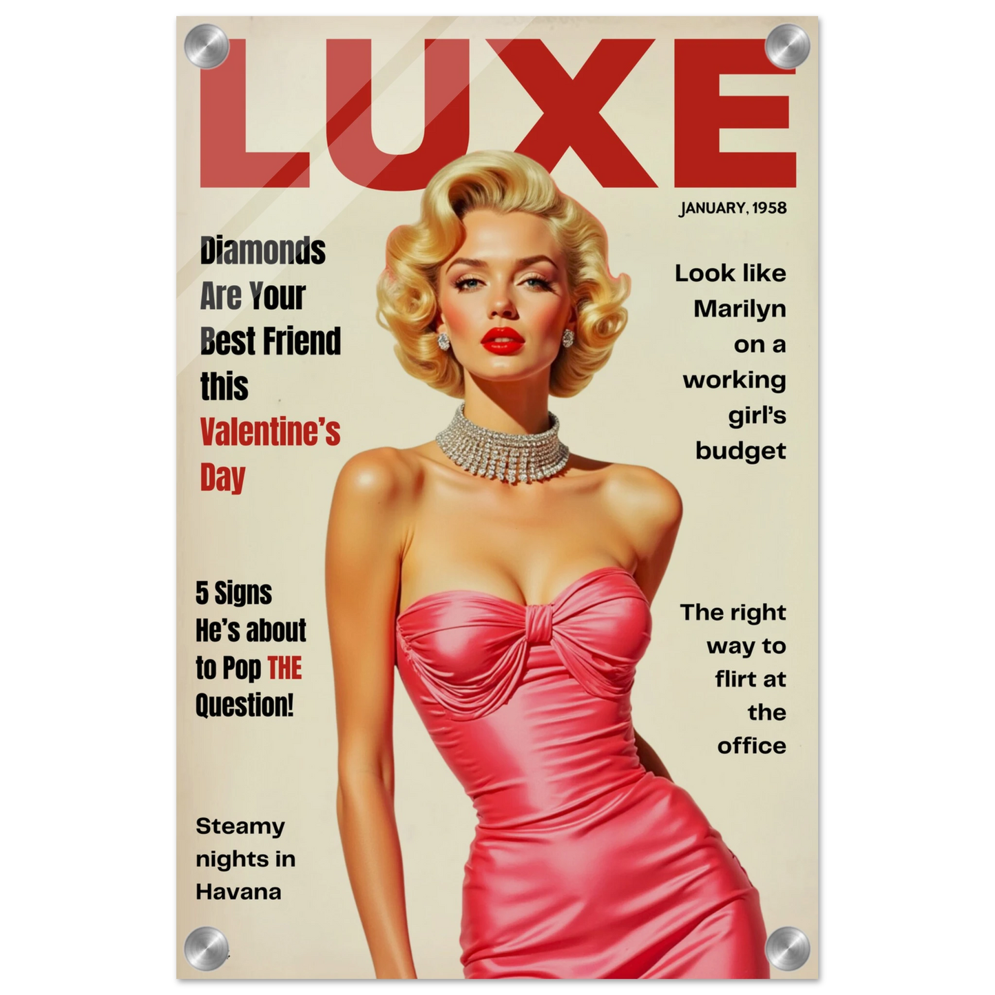 Marilyn Monroe Hollywood Glam Art Print 30x45 cm 12x18″ Sleek Acrylic Print No Frame